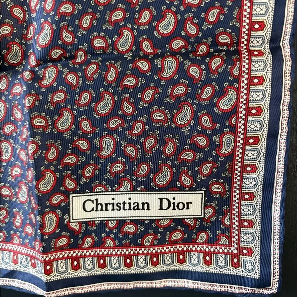 Christian Dior VTG Classic Paisley Square Scarf